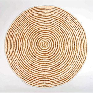 Pyöreä käsinletitetty puuvilla-juuttimatto 120 cm