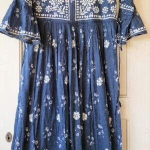 Boheemi mekko – kuviollinen puuvilla tummansininen XS-M