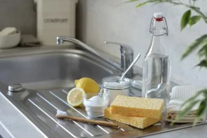 kako polovica limone in žlica sode bikarbone poskrbita za popolnoma čisto umivalno korito!